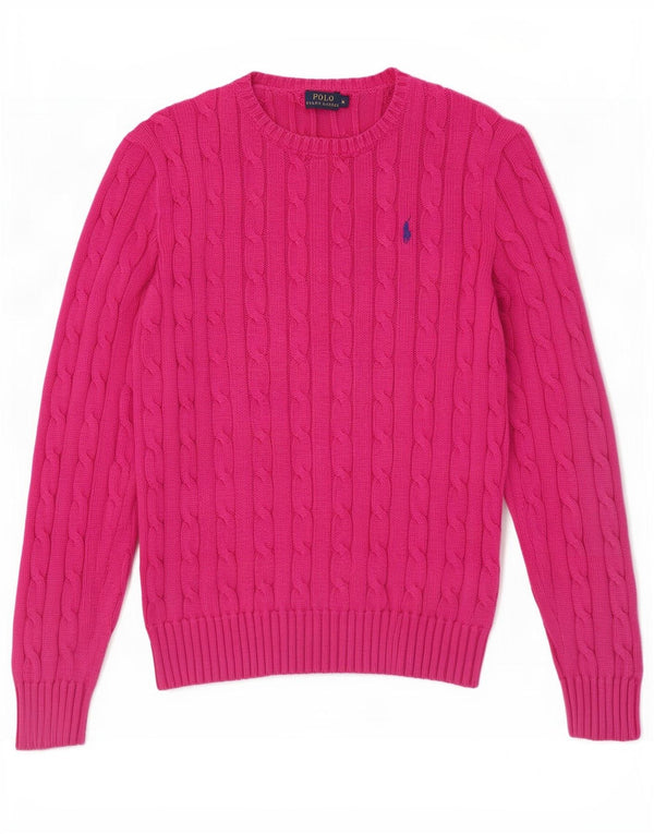 Polo Ralph Lauren ženski džemper s okruglim izrezom UK 12 srednje ružičasti pamuk