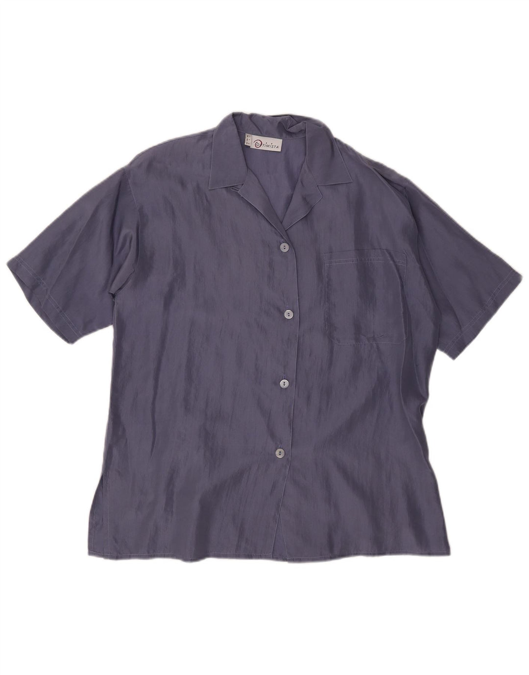 Vintage ženska košulja kratkih rukava, bluza IT 42, srednje tamnoplava svila