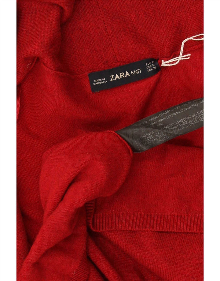 Zara ženski kardigan pulover UK 12 Srednje crvena viskoza