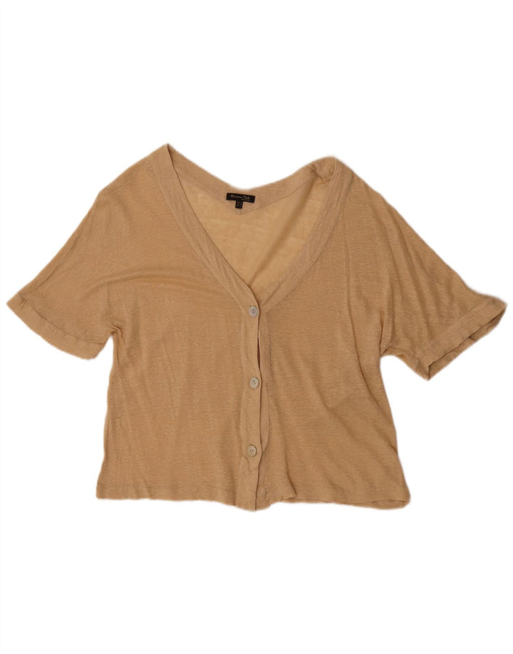 Ženski kardigan kratkih rukava Massimo Dutti UK 14 srednje bež boje