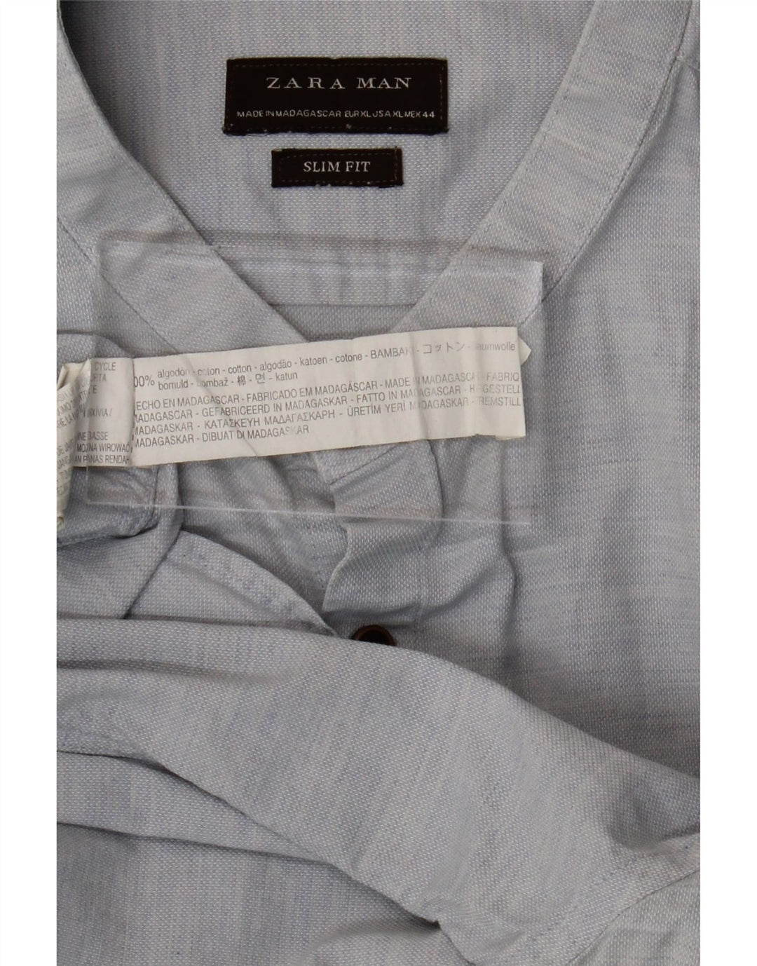 ZARA Mens Slim Fit Shirt XL Blue Cotton Vintage Zara and Second-Hand Zara from Messina Hembry 