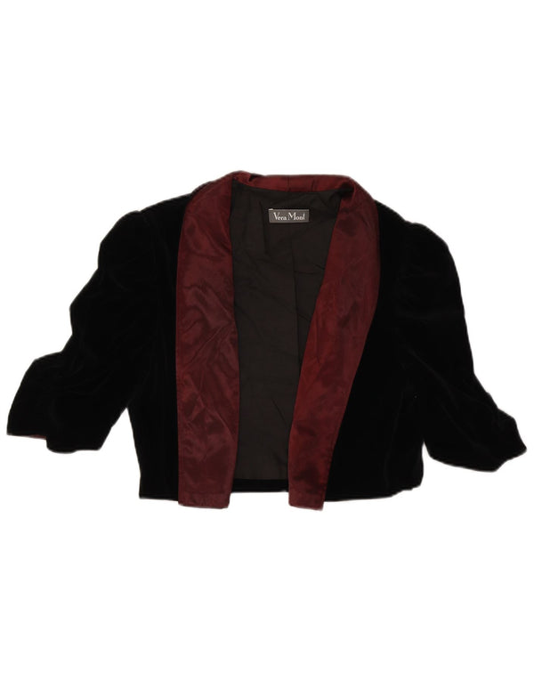 VERA MONT Ženska otvorena bolero jakna UK 14 Veliki crni pamuk