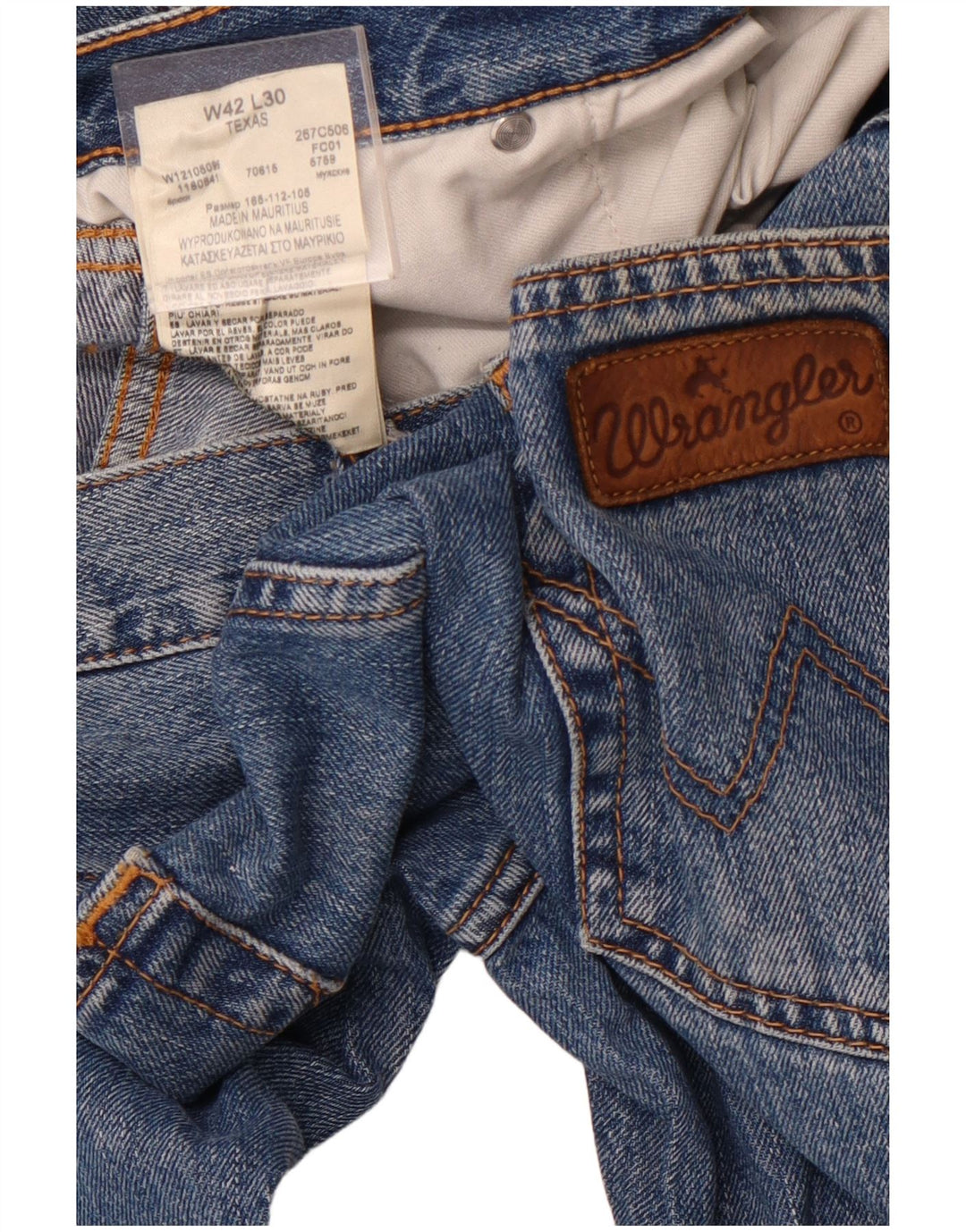 WRANGLER Muške Texas Straight Jeans W42 L30 Plavi pamuk