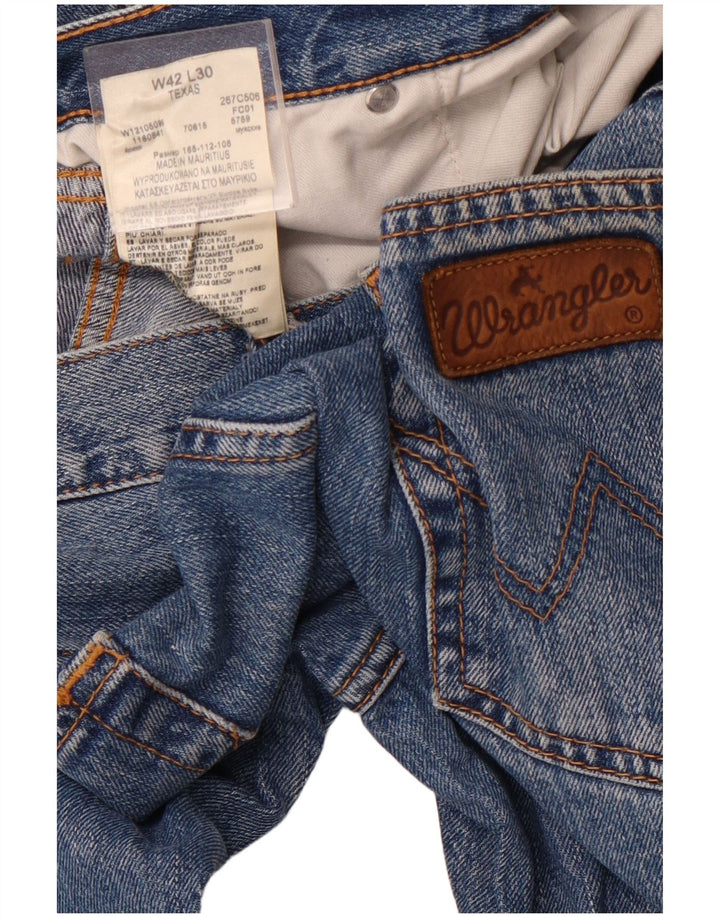 WRANGLER Muške Texas Straight Jeans W42 L30 Plavi pamuk