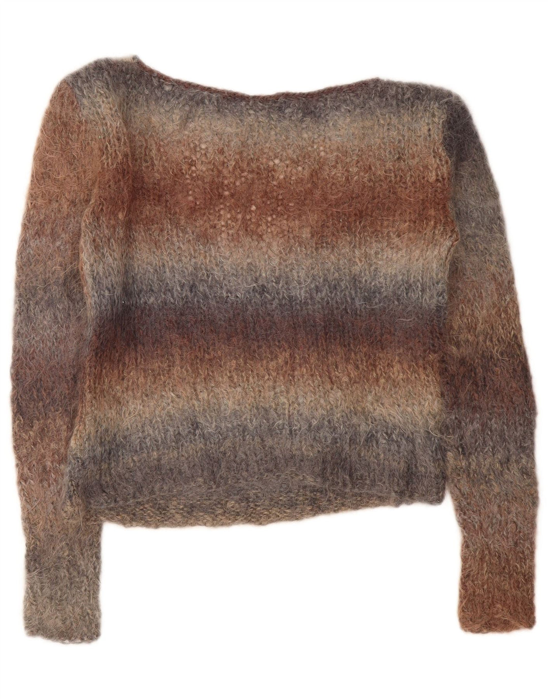 Vintage ženski džemper s V-izrezom UK 14 srednje raznobojnih pruga