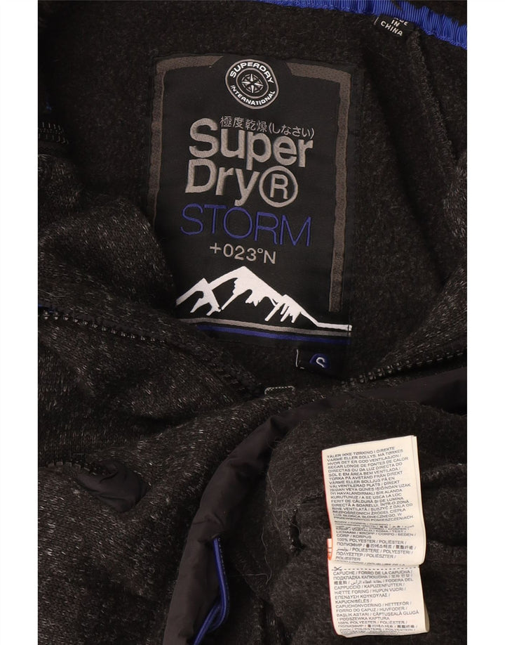 Superdry muški pulover s kapuljačom na patentni zatvarač Mali sivi pjegavi poliester