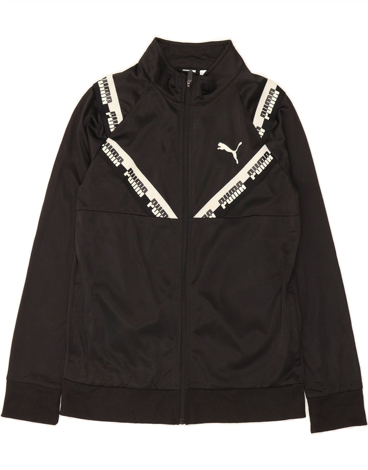 PUMA Boys Graphic Tracksuit Top Jacket 14-15 Years Large  Black Polyester Vintage Puma and Second-Hand Puma from Messina Hembry 
