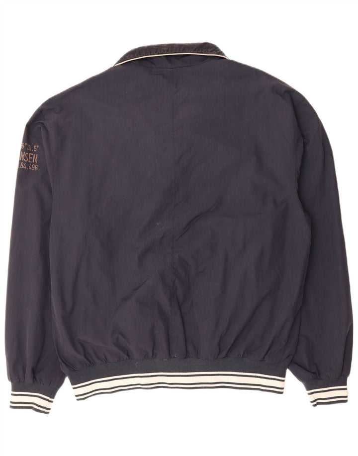 HELLY HANSEN Mens Graphic Bomber Jacket UK 42 XL Navy Blue Nylon