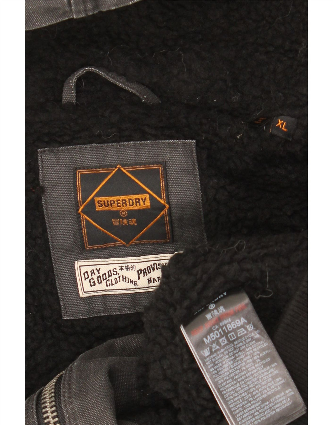 SUPERDRY muška Sherpa jakna s kapuljačom UK 42 XL sivi pamuk