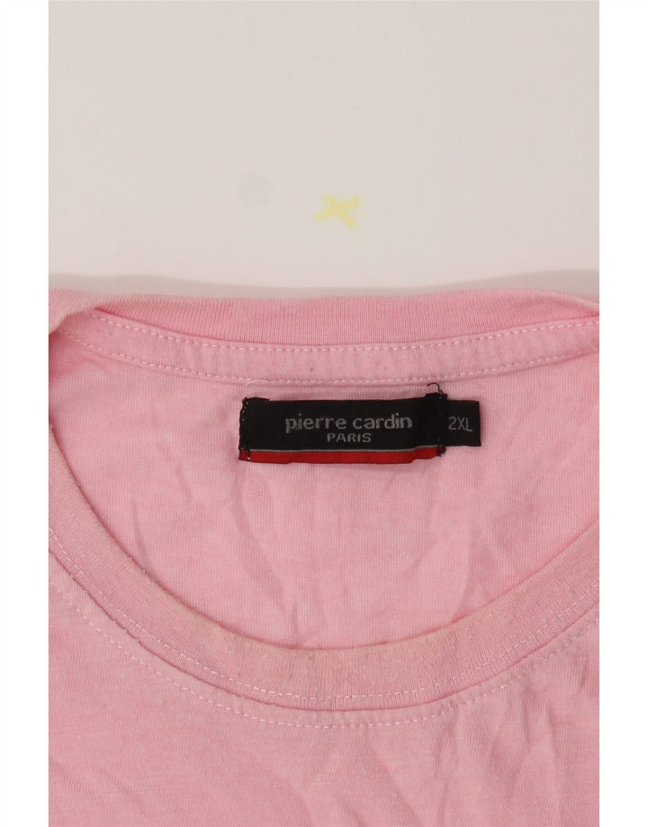 PIERRE CARDIN Mens Graphic T-Shirt Top 2XL Pink Polyester Vintage Pierre Cardin and Second-Hand Pierre Cardin from Messina Hembry 