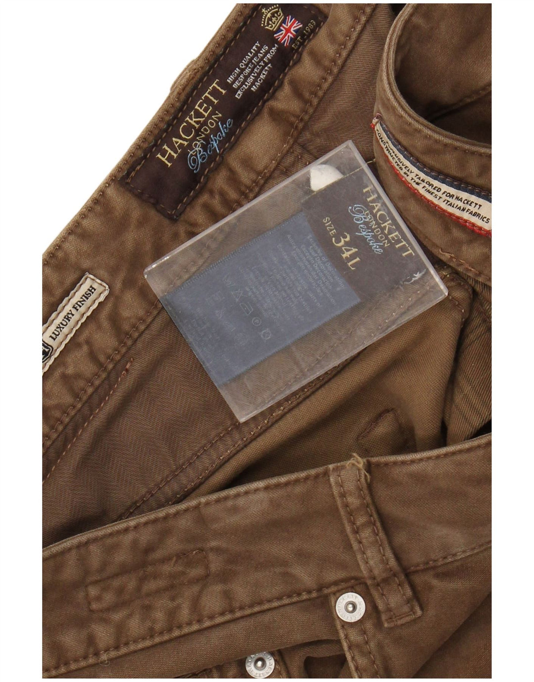 HACKETT Muške uske ležerne hlače W34 L34 Smeđi pamuk