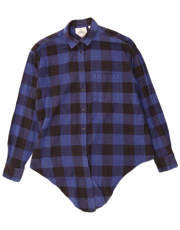 Jeftina Monday ženska asimetrična prevelika košulja od flanela UK 6 XS plava gingham