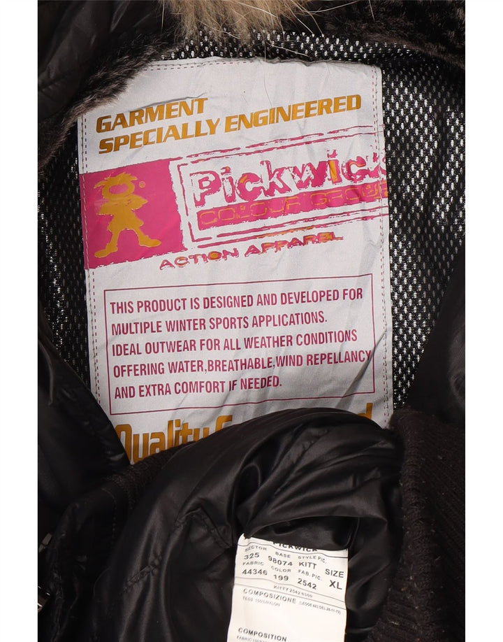 PICKWICK Ženska podstavljena jakna s kapuljačom UK 18 XL crni najlon