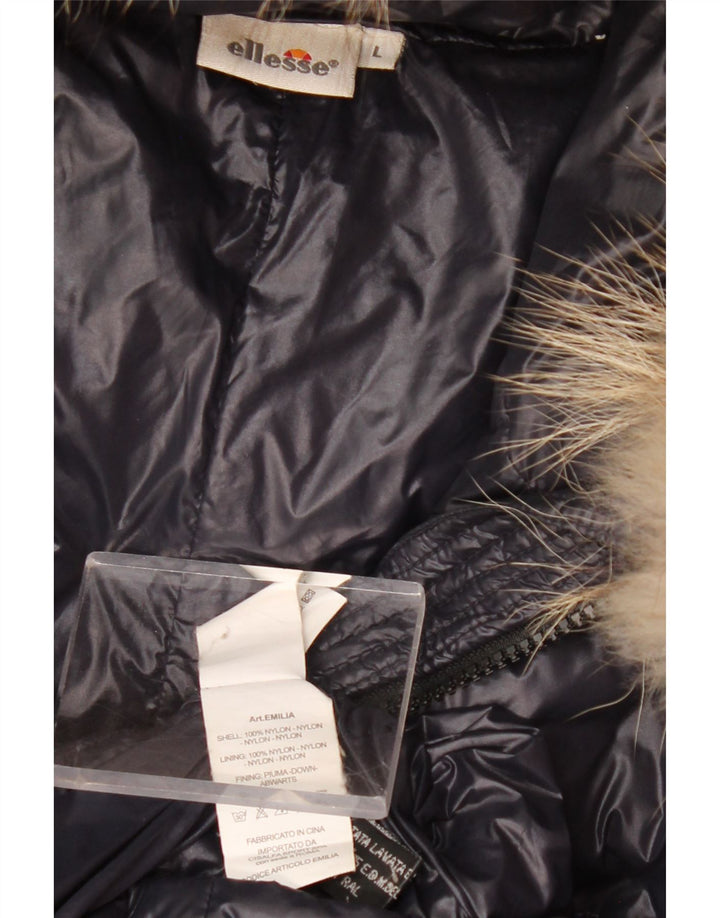 Ellesse ženska podstavljena jakna s kapuljačom UK 14 Veliki crni najlon