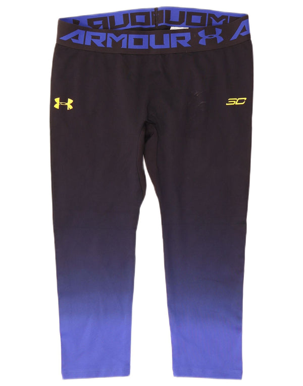 Under Armour Ženske Heat Gear Crop Leggings UK 20 2XL Black Colourblock