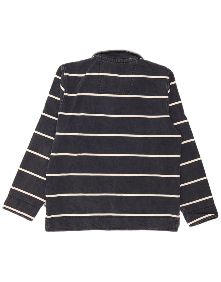 CREW CLOTHING Muška majica s izrezom s patentnim zatvaračem, velika mornarsko plava prugasta majica