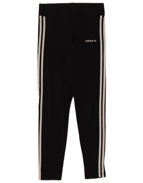 ADIDAS Womens Leggings UK 14 Medium Black Cotton
