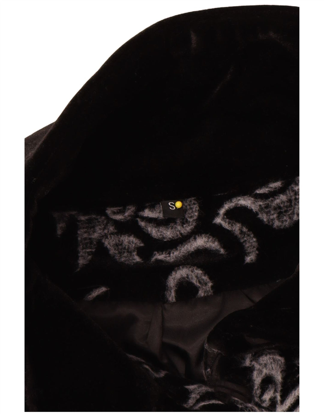 Vintage ženski preveliki kaput od velura UK 10 Small Black Paisley