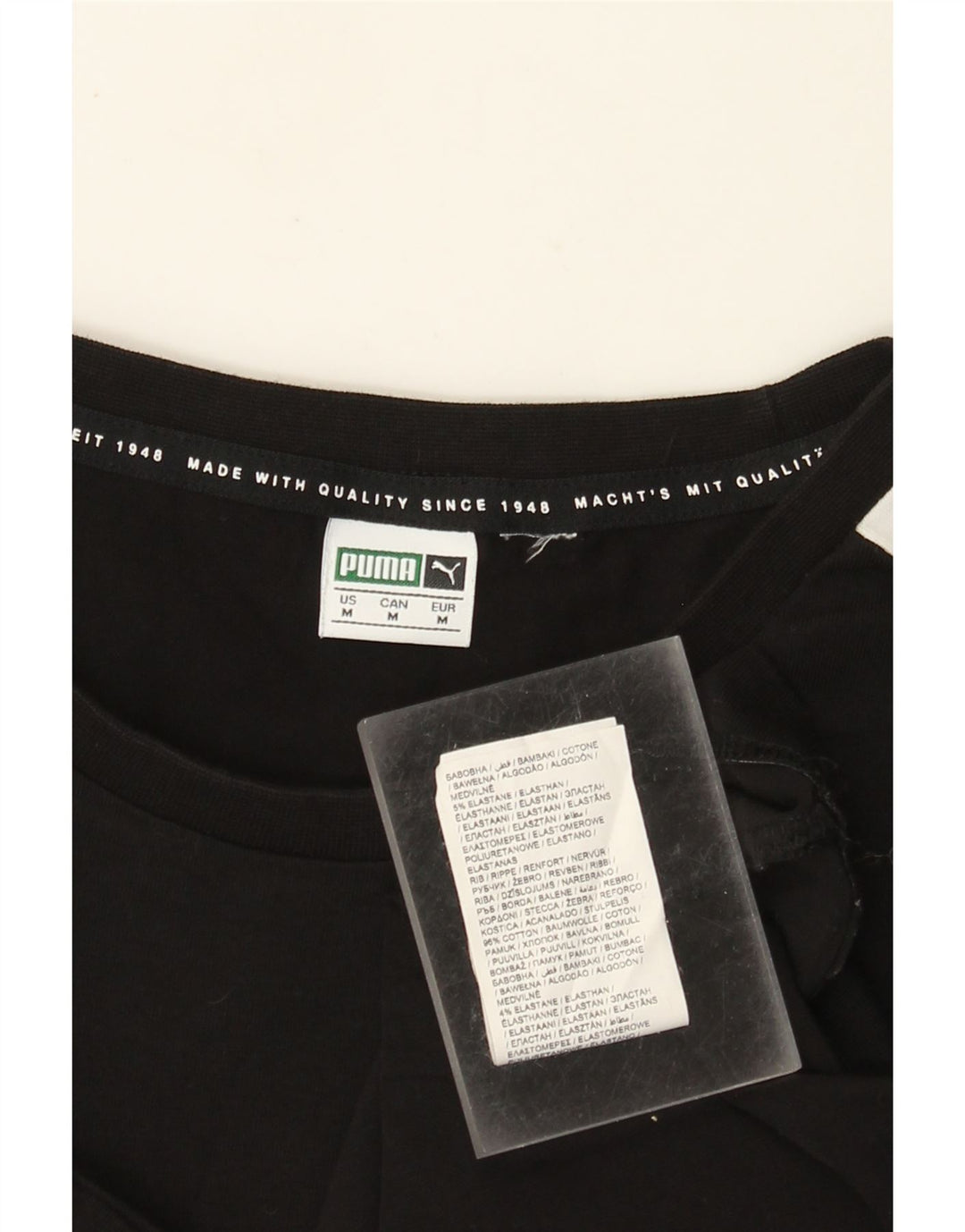 PUMA ženska majica kratkih rukava UK 12 srednje crna pamuk u blokovima