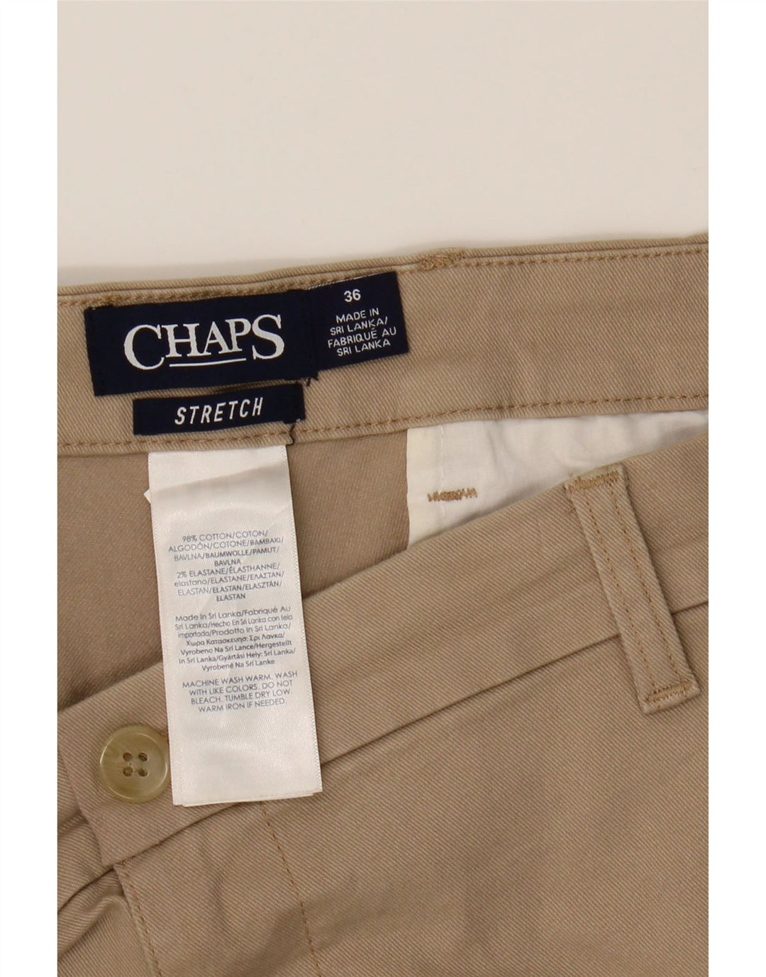 CHAPS Mens Chino Shorts W36 Large Beige Cotton Vintage Chaps and Second-Hand Chaps from Messina Hembry 