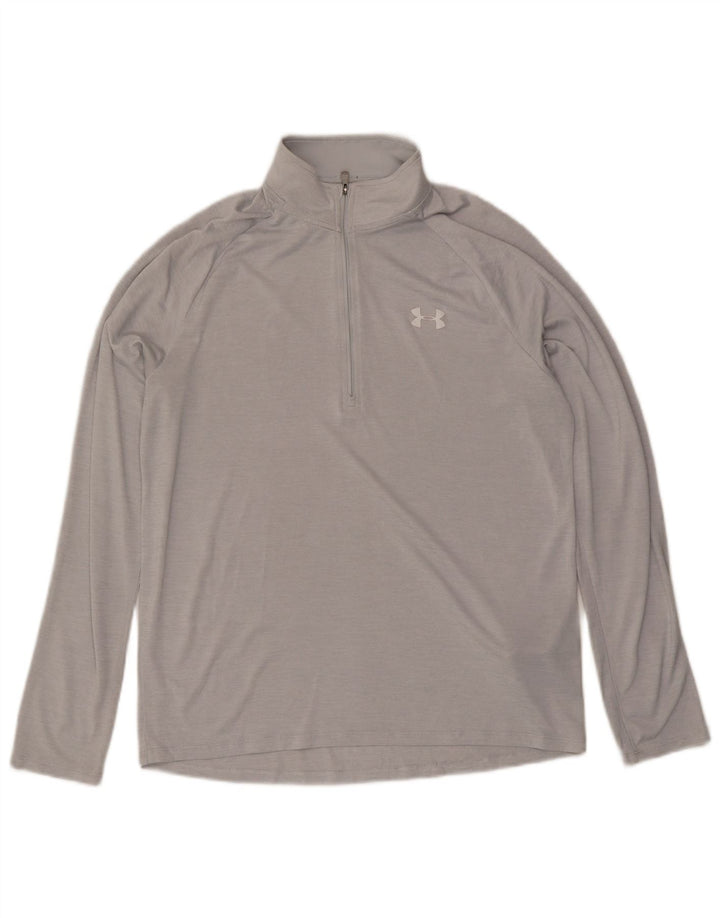 Muška majica Under Armour s izrezom i dugim rukavima, srednji sivi poliester