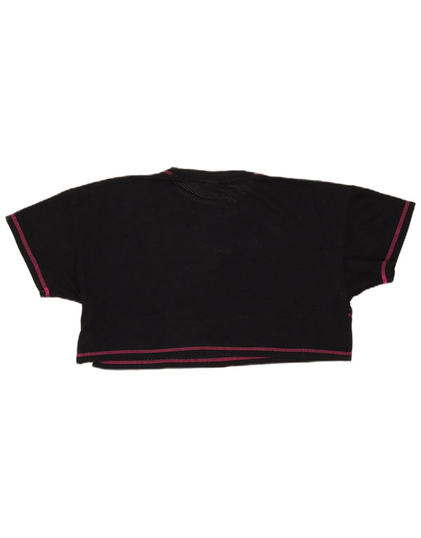 PUMA Womens Crop Graphic T-Shirt Top UK 14 Medium Black Striped Polyester