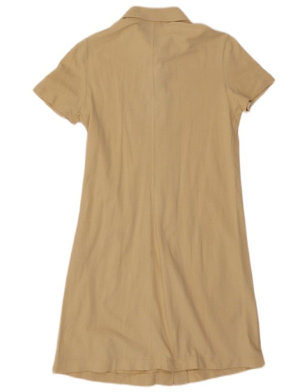 Fred Perry Womens Short Sleeves Shirt Dress UK 12 Medium Beige Cotton