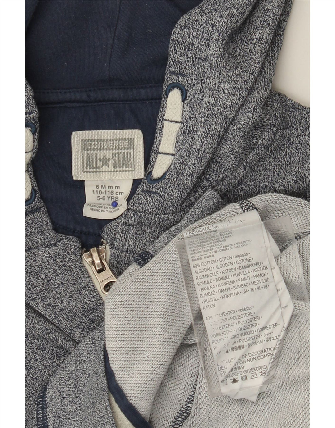 CONVERSE Boys All Star pulover s kapuljačom 5-6 godina plavi flekasti pamuk