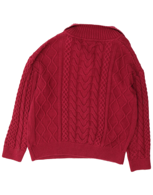 Crew Clothing Ženski pulover s polo ovratnikom UK 12 Srednji tamnocrveni pamuk