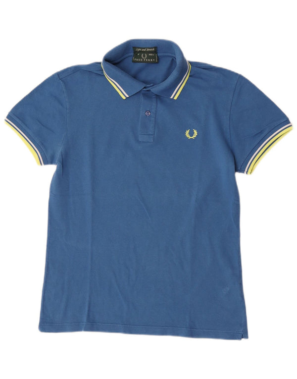 Muška lagana i rastezljiva polo majica Fred Perry, pamuk na srednje plave pruge