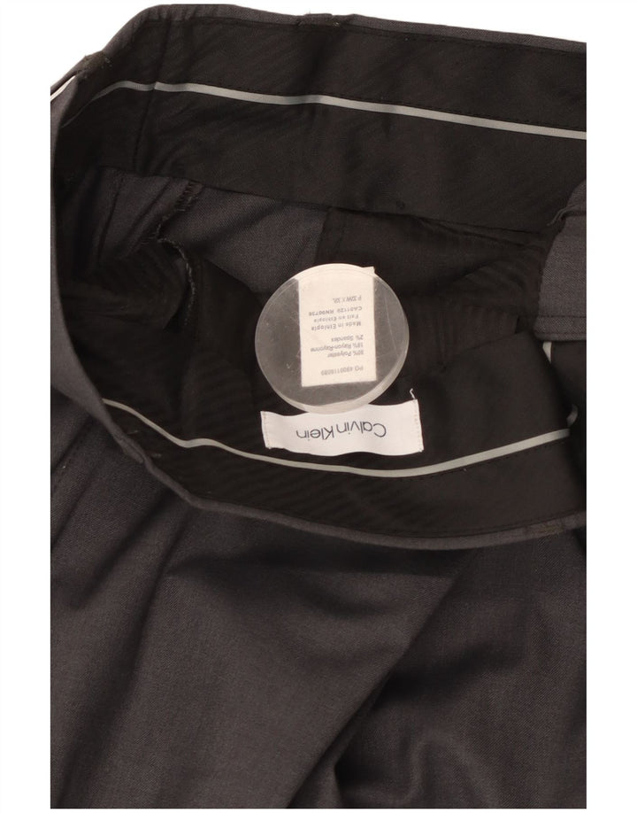 CALVIN KLEIN Muške hlače ravnog odijela W32 L32 sivi poliester