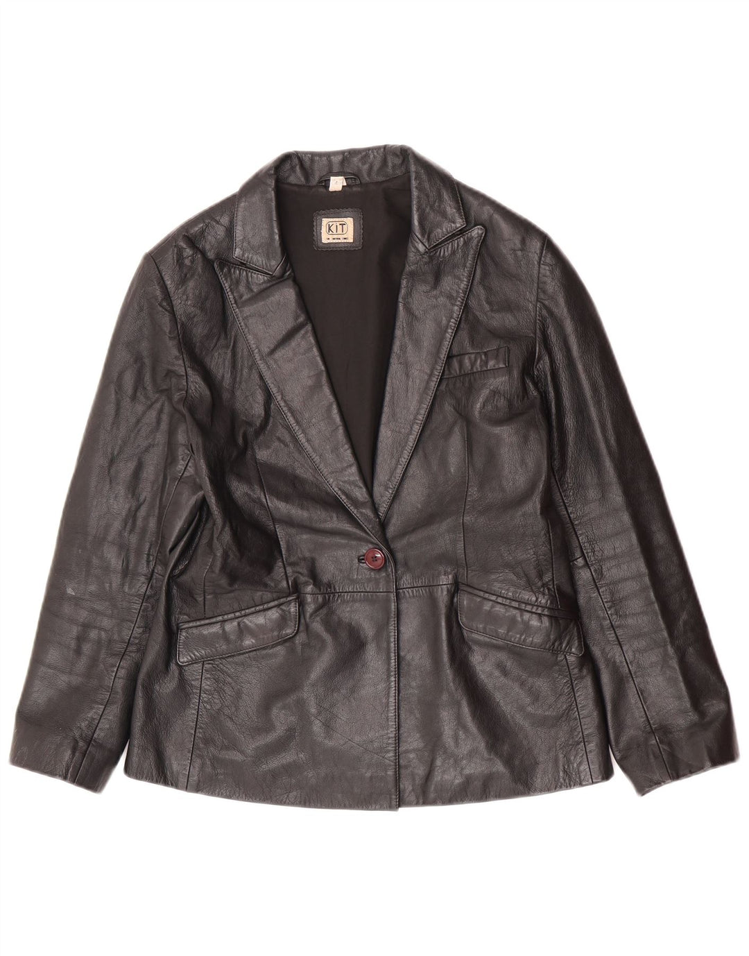 Vintage ženska kožna jakna UK 12 srednje crna koža