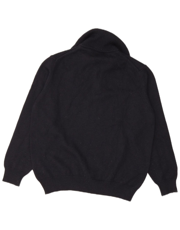 NAVIGARE muški džemper s izrezom s patentnim zatvaračem srednje tamnoplave merino vune