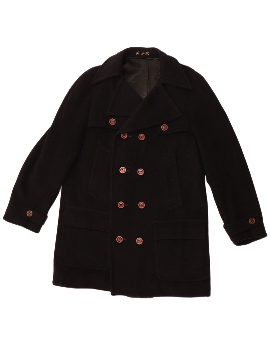 VINTAGE muški kaput s dvostrukim kopčanjem UK 40 veliki crni