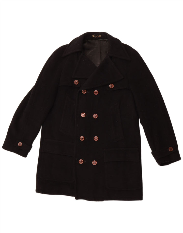 VINTAGE muški kaput s dvostrukim kopčanjem UK 40 veliki crni