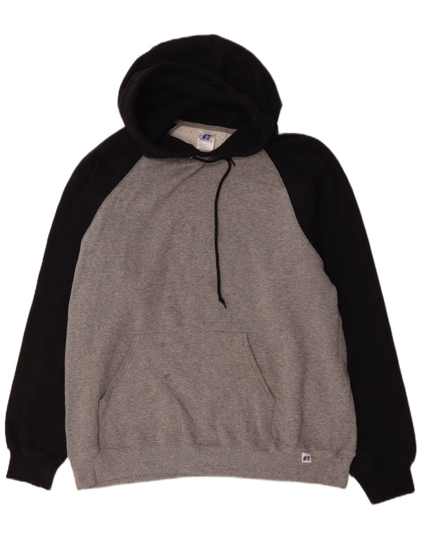 Russell Athletic Mens Hoodie Jumper XL Grey Colourblock Cotton