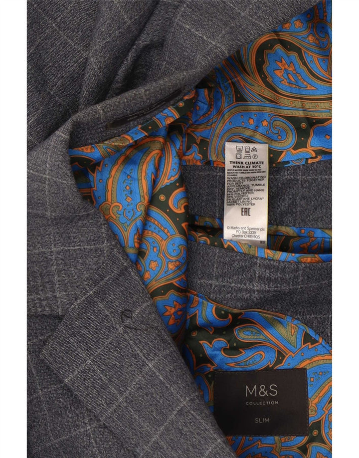 Marks & Spencer muška uska jakna sa 2 gumba UK 36 Mala plava karirana