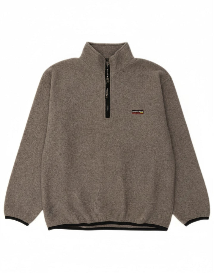 INVICTA Mens Zip Neck Fleece Jumper Medium Grey Polyester