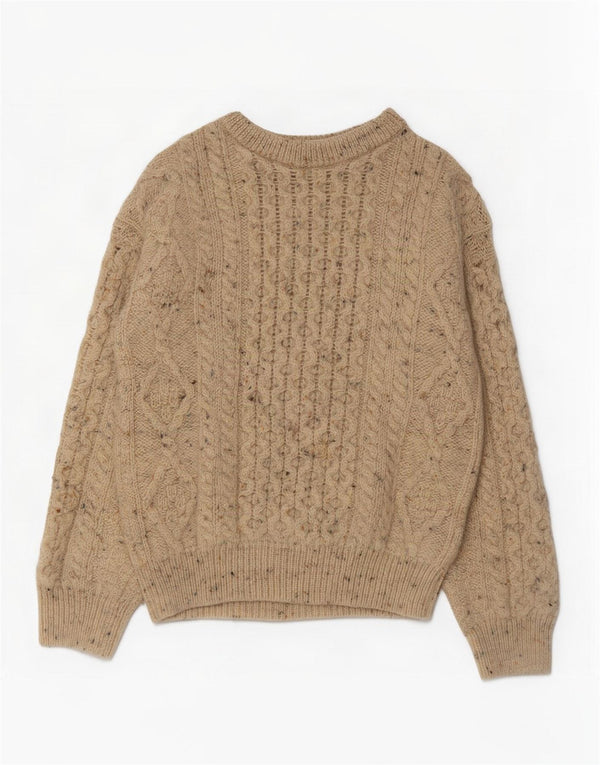 Aran Sweater Market Womens Boat Neck Jumper Sweater UK 6 XS Beige Flecked
