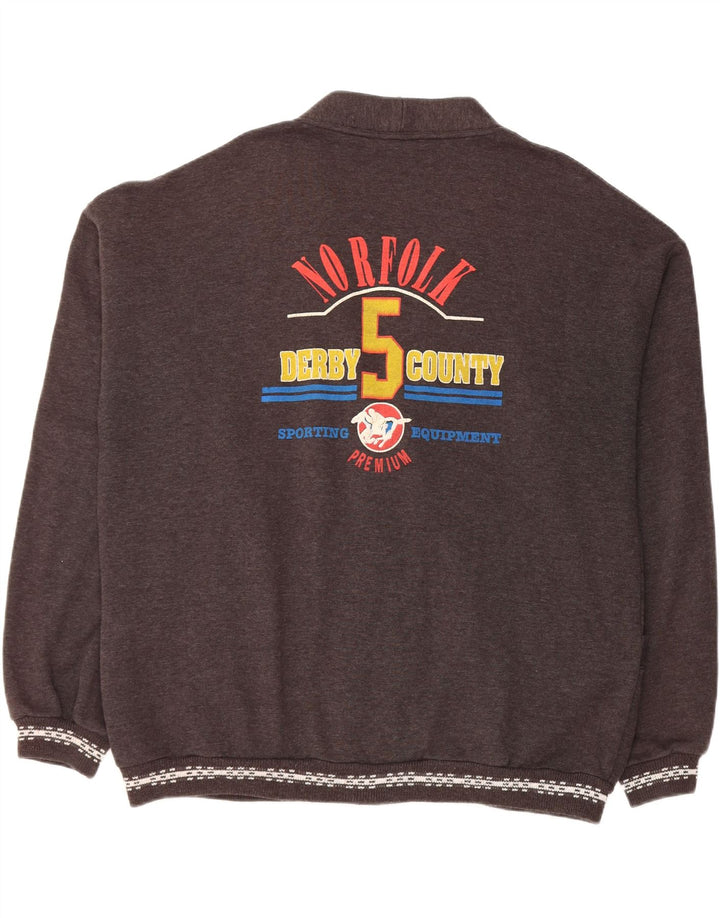 VINTAGE muški grafički kardigan džemper 2XL sivi