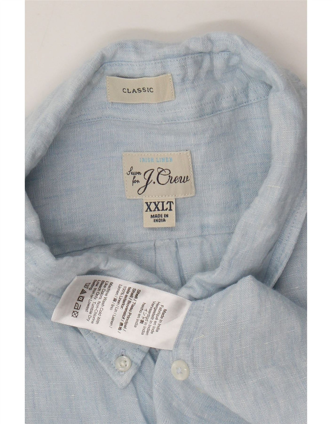 J. CREW Muška visoka klasična košulja 2XL od plavog lana