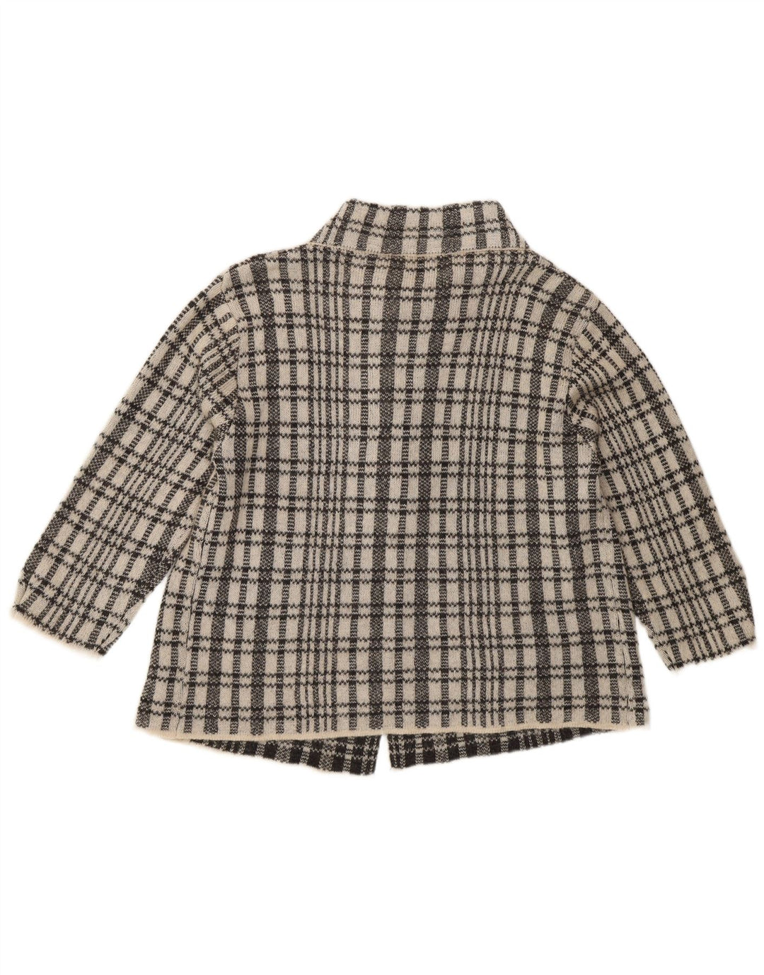 Vintage ženski kardigan pulover s 3/4 rukava UK 12 srednje plavi karirani