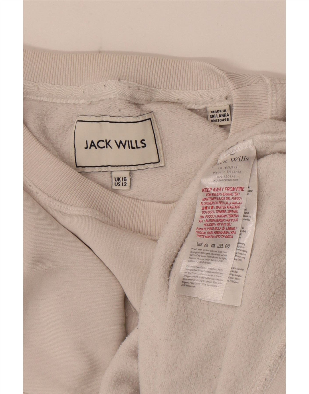 Jack Wills Ženska prekomjerna trenirka s grafičkim motivima UK 16 Velika bijela
