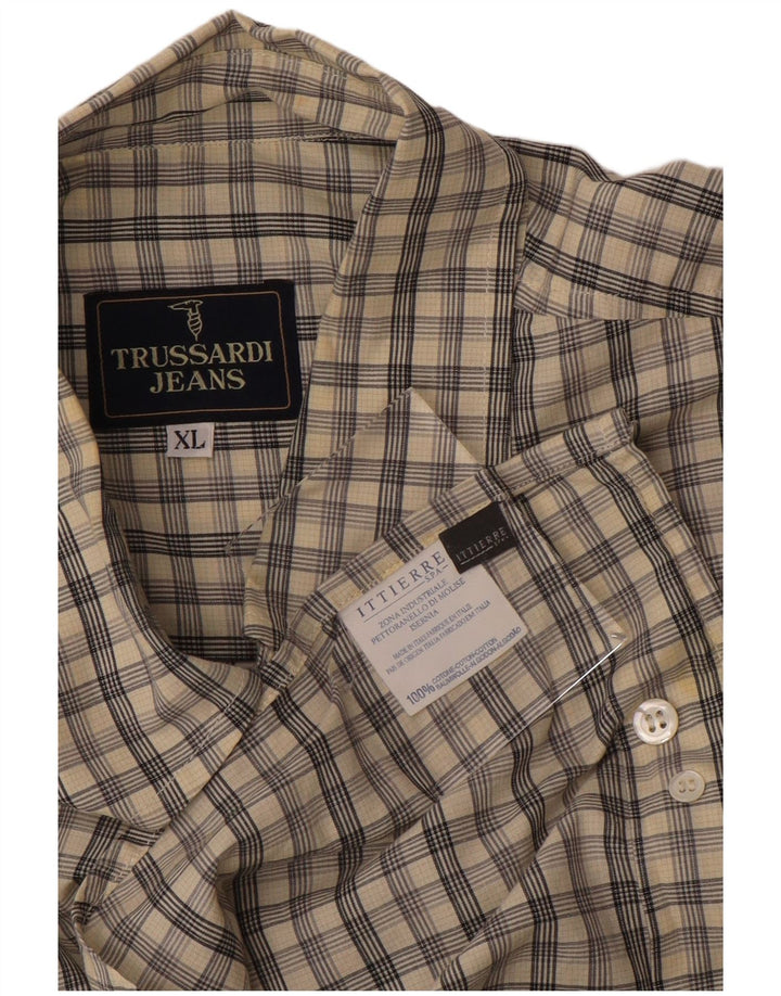 TRUSSARDI JEANS Muška Ittierre košulja XL Sivi karirani pamuk