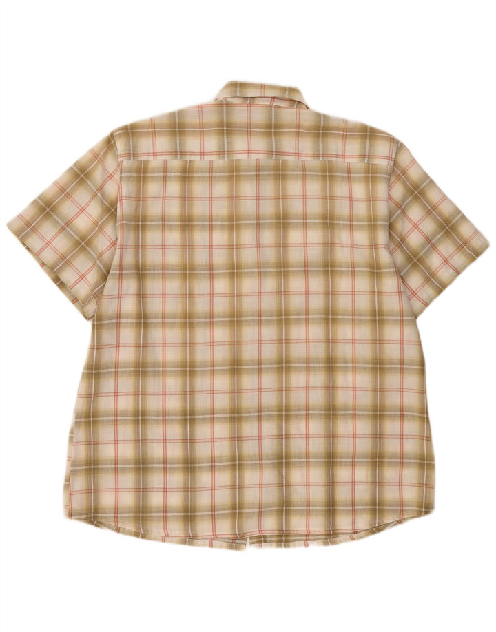 Vintage muška košulja kratkih rukava 2XL bež karirano
