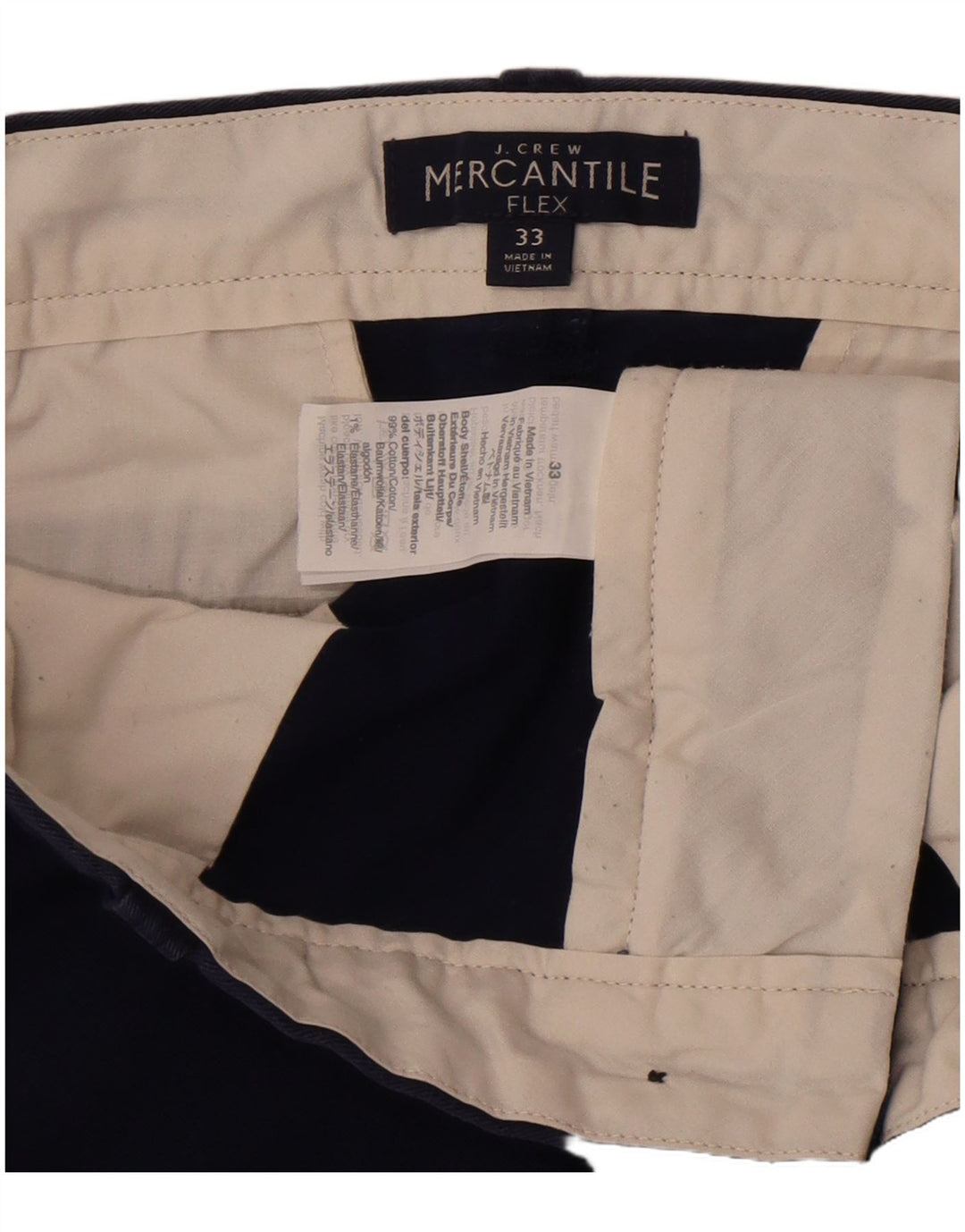 J. Crew Muške kratke chino hlače Flex Regular Fit W33 srednje tamnoplavi pamuk