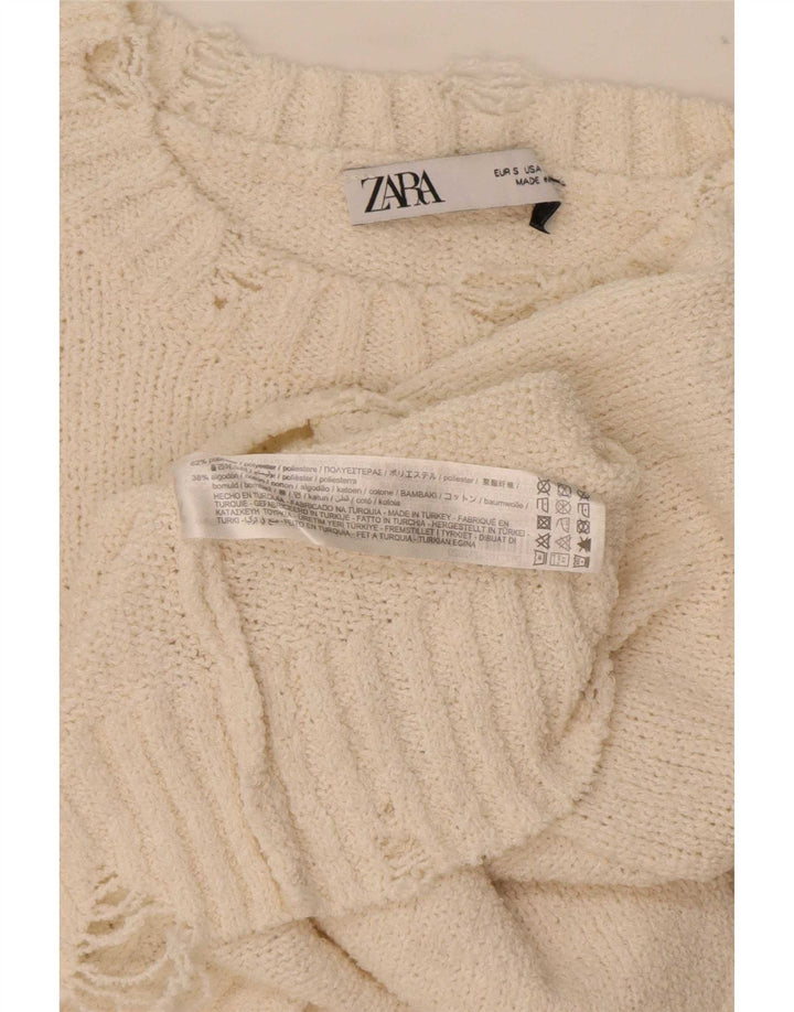 Zara veliki ženski balero džemper UK 10 Mali prljavo bijeli poliester