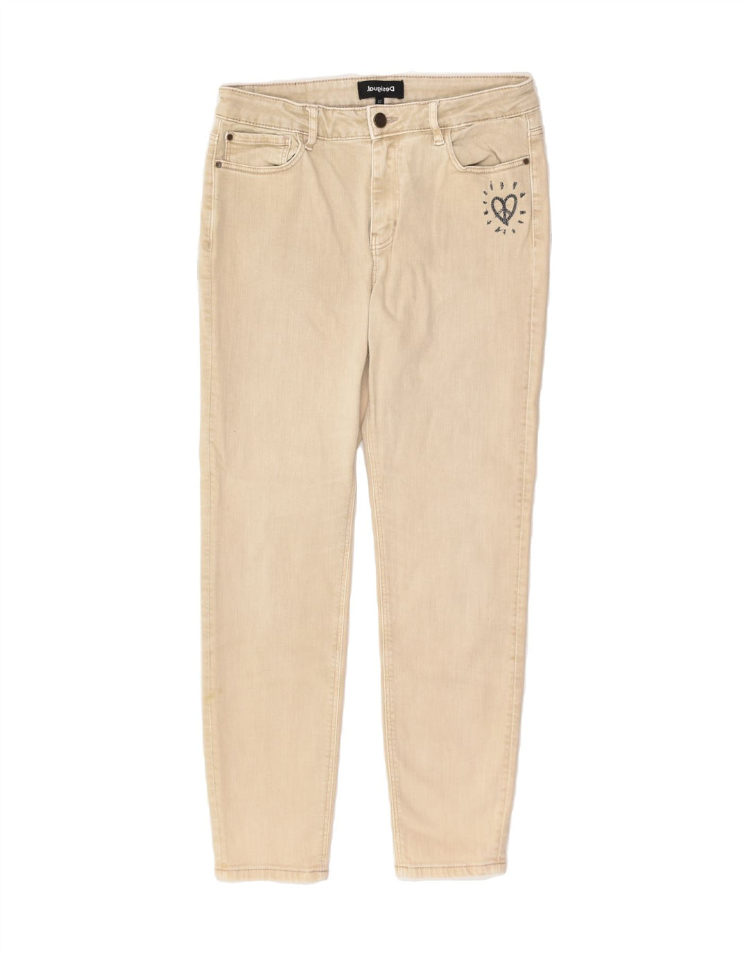 DESIGUAL Womens Slim Jeans W32 L27  Beige Cotton | Vintage Desigual | Thrift | Second-Hand Desigual | Used Clothing | Messina Hembry 