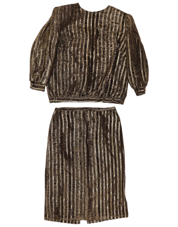 Vintage dvodijelni ženski set suknji UK 14 srednje veličine W29 smeđe na pruge