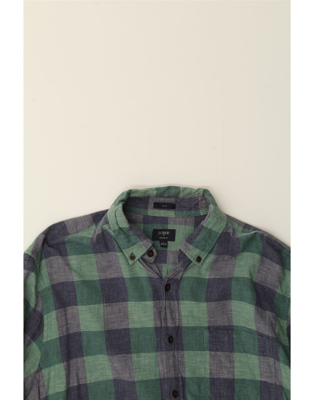 J. CREW Mens Slim Shirt Large Green Check Cotton Vintage J. Crew and Second-Hand J. Crew from Messina Hembry 